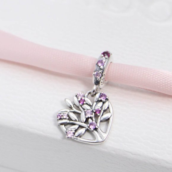 Pandora pink family shop tree dangle charm
